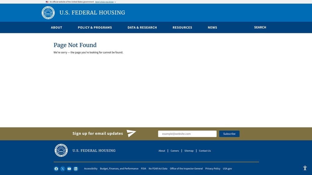 Screenshot of FHFA Conforming Loan Limit Lookup website