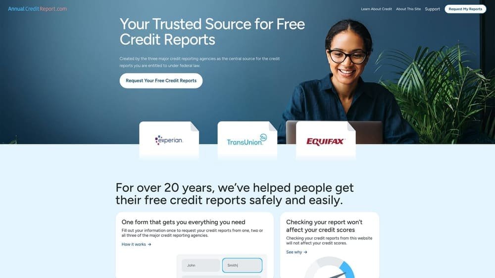 Screenshot of AnnualCreditReport.com website