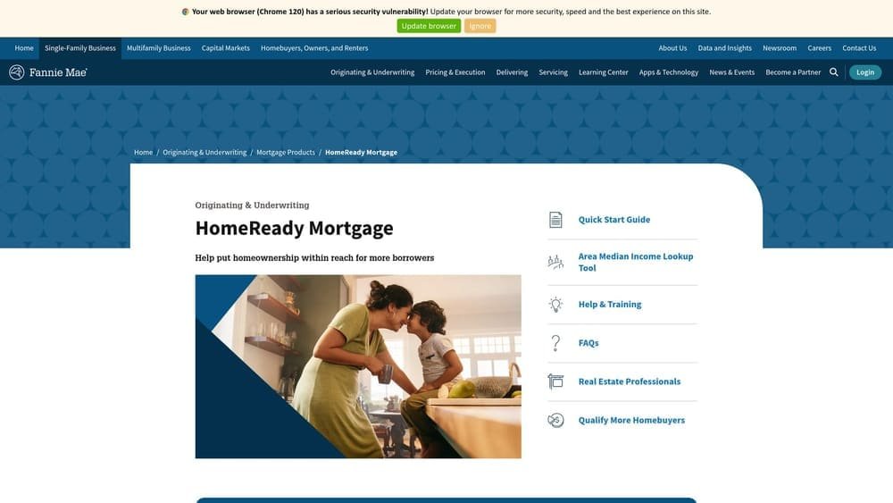 Screenshot of Fannie Mae HomeReady website