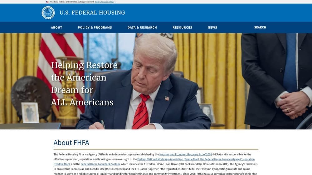 Screenshot of Reconsideration of Value (ROV) — FHFA Guidance website