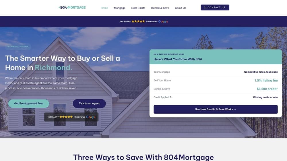 Screenshot of 804mortgage website