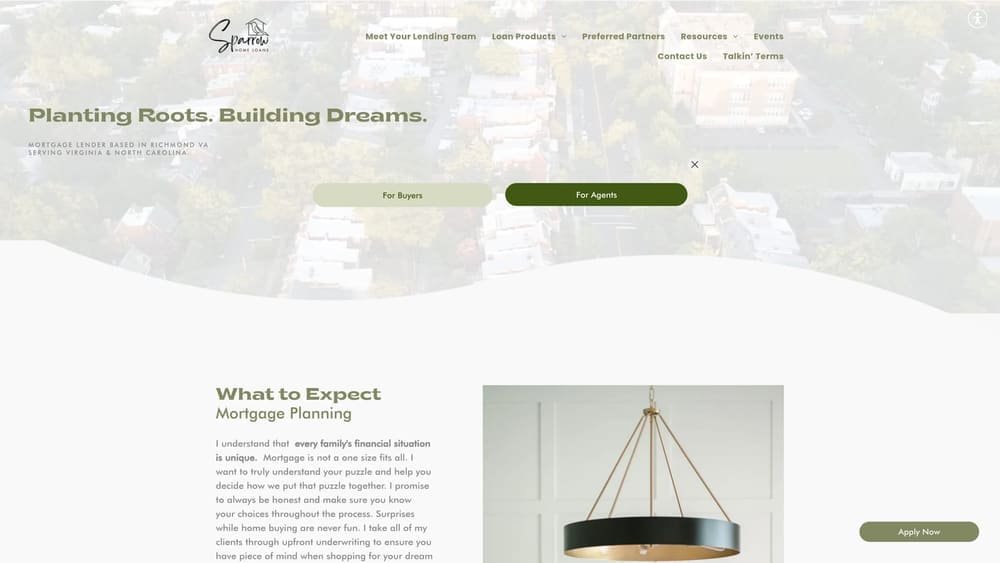 Screenshot of Sparrow Home Loans website