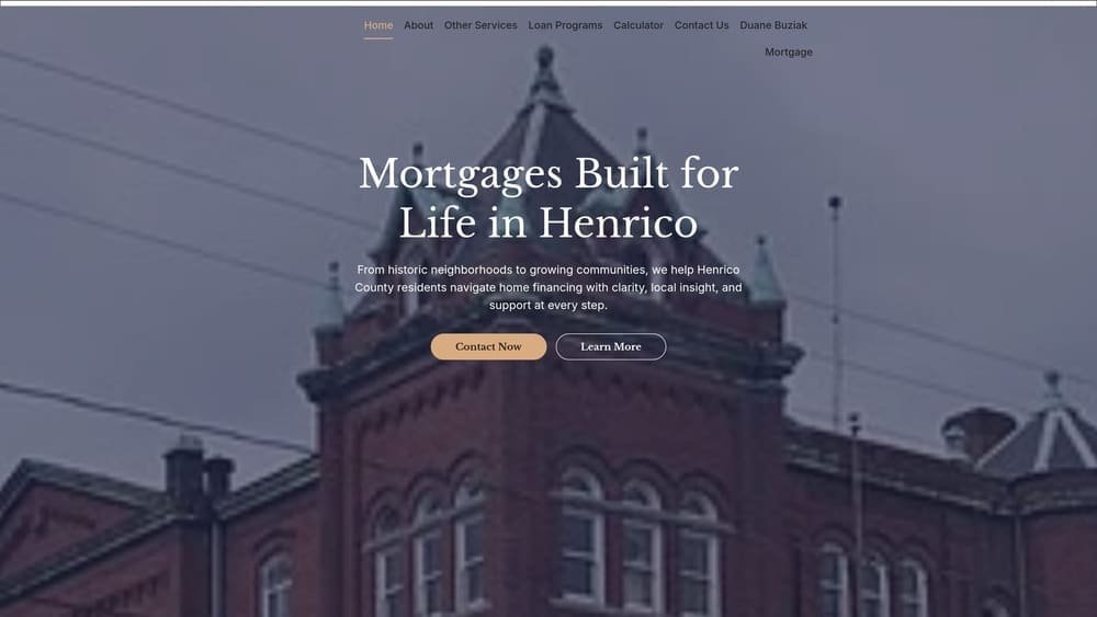 Screenshot of Duane Buziak at Henrico Mortgage website